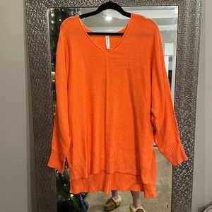 Zenana Split Side thin Sweater! Coral/ Orange Color 🧡